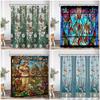 Stained Glass Garden Shower Curtain Butterfly Flower Church Stained Glass Pattern Art Shower Curtain 120x180cm