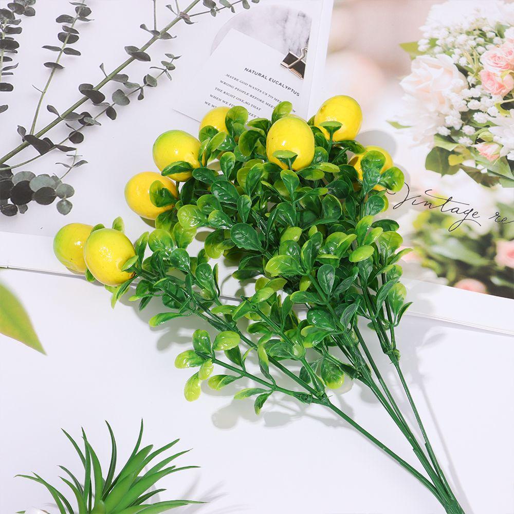 Centerpiece for Home Greenery Decoration Lemon Tree Artificial Fruit Lemon Branch with Green Leaves