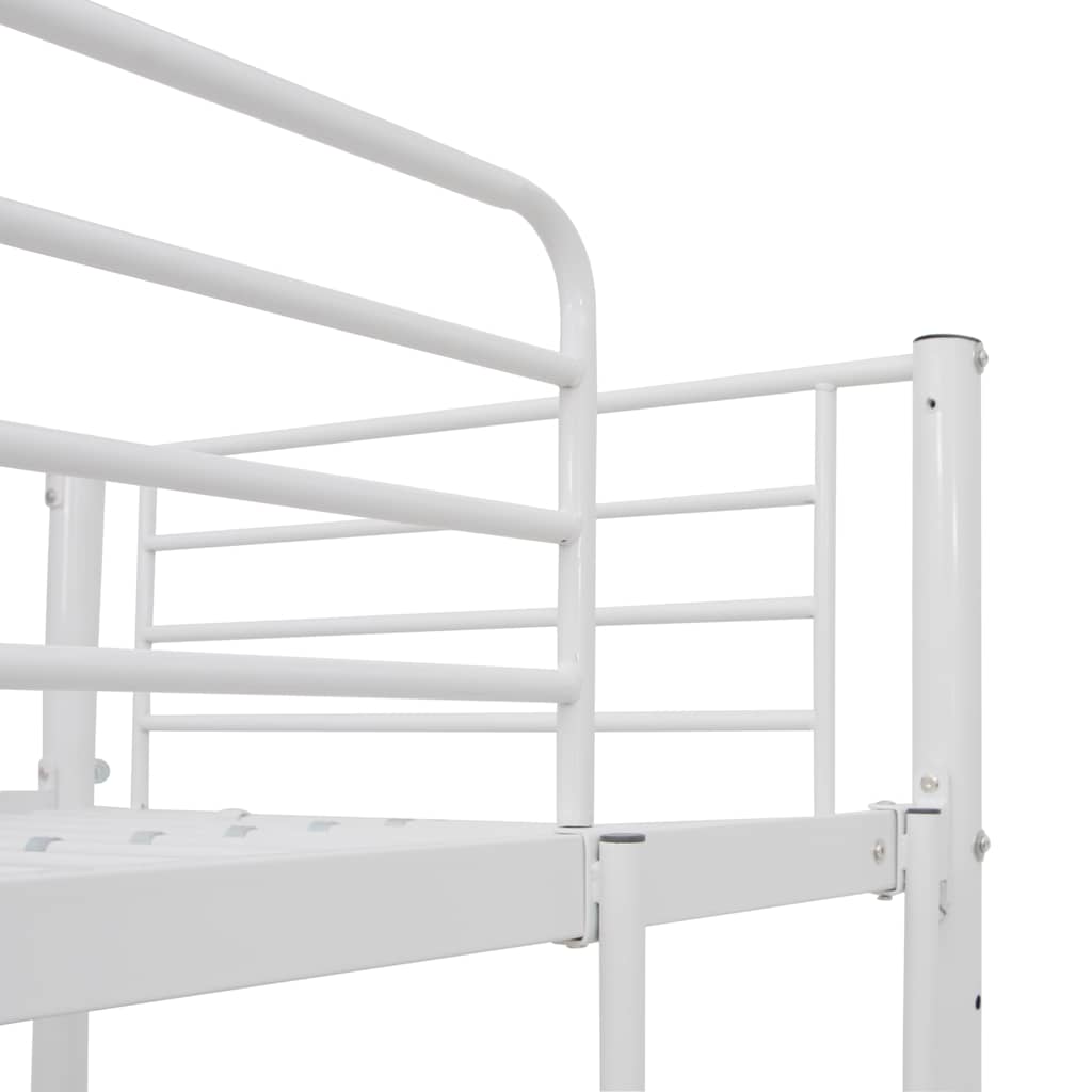 Bunk Bed with Desk Frame White Metal 90x200 cm