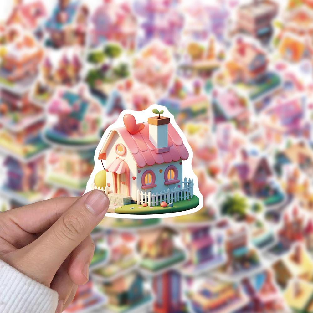 50 Мультяшных 3D Миниатюрных Сцен Граффити Наклеек Персонализированные Декоративные Наклейки для Гитары, Ноутбука, Чемодана DIY Водонепроницаемые Наклейки
