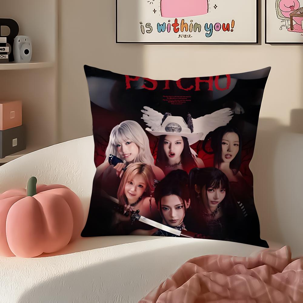 Stylish Kpop Girl Group BBabymonster Cushion Cover Pillowcase Short Plush Invisible zipper Room Sofa Cushion Cover