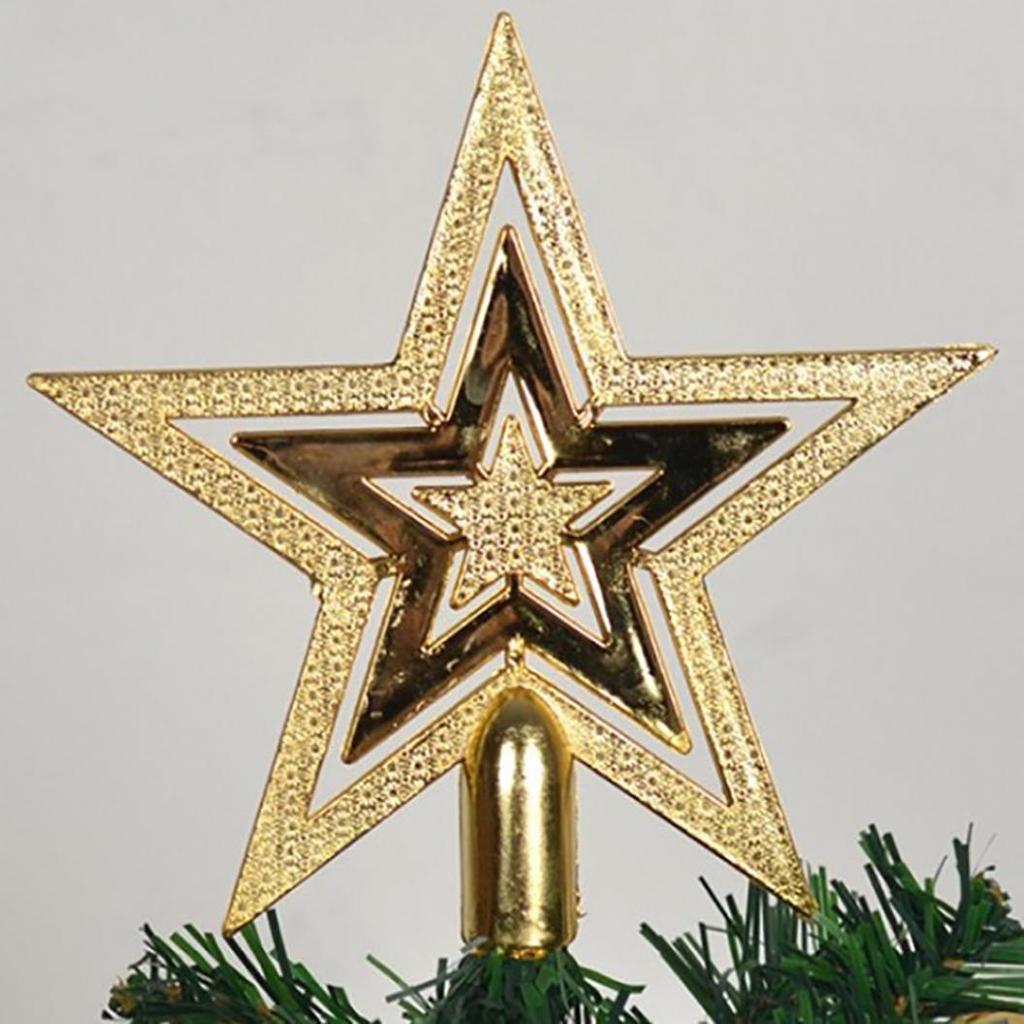 Outdoor Home Decor Merry Christmas Ornaments Tree Topper Glitter Star Decoration