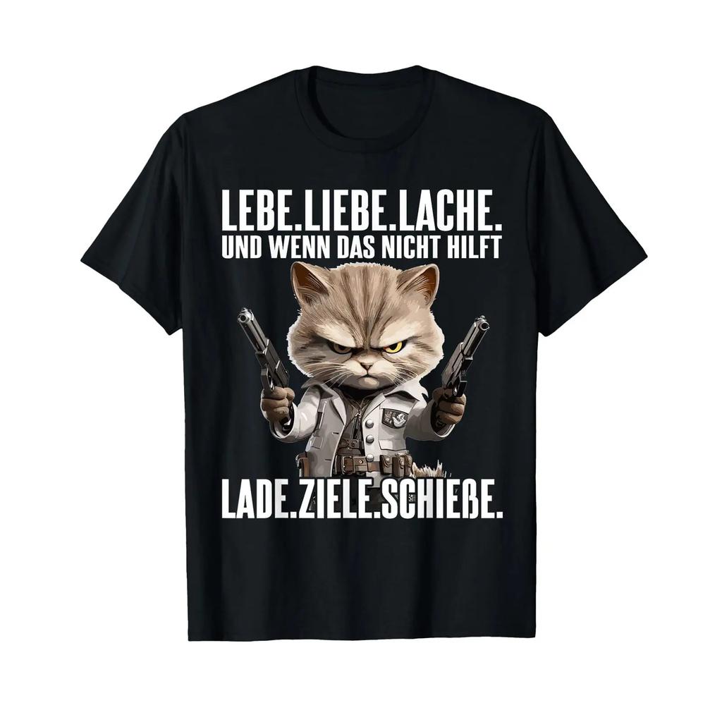 T Shirt With Gerunisex Text Lebe Liebe Lache Wenn Das Nicht Hilft Lade Ziele Schiee Vintage Washed Graphic Soft Homme Streetwear