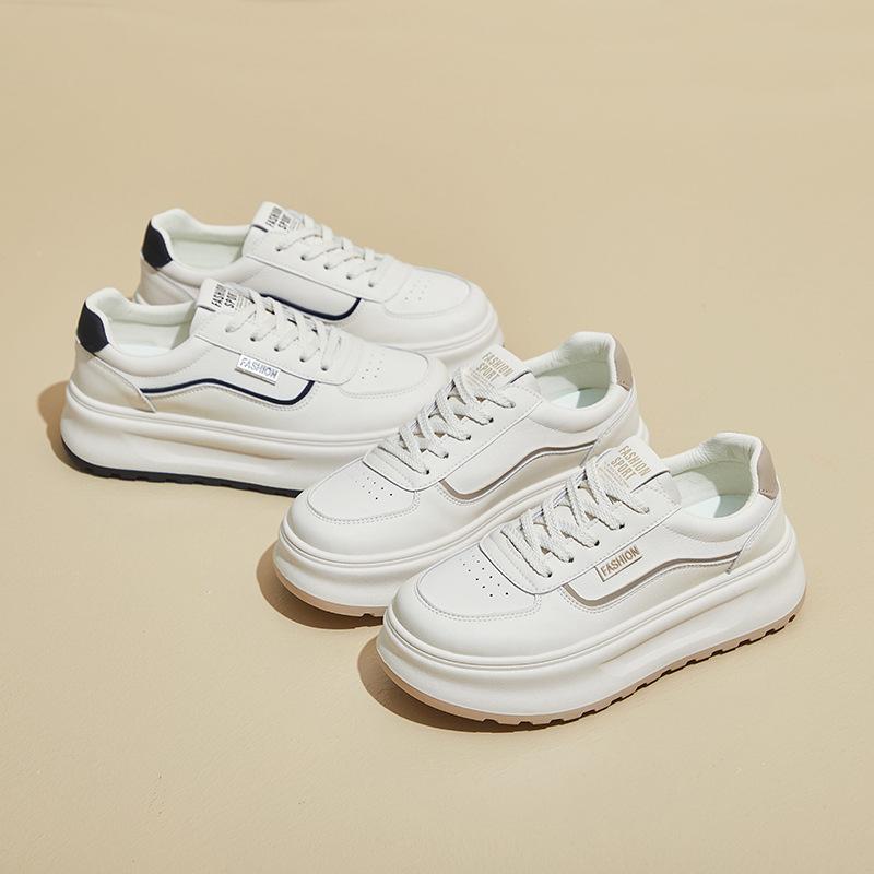 Women's Casual Chunky Platform Sneakers Non-Slip Lace-Up Walking Shoes Comfortable Running Shoes PU Leather Athletic Workout Tennis Sneakers for Women