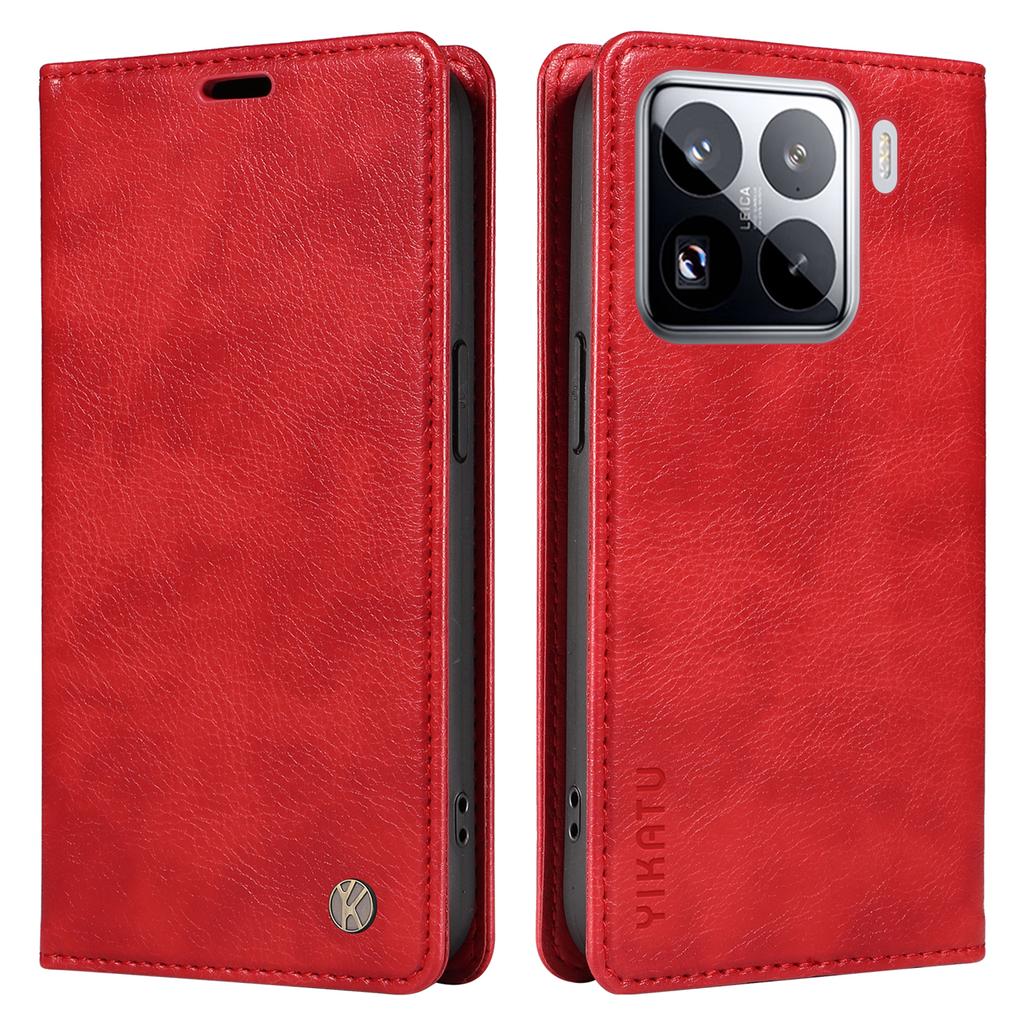 YIKATU YK-006 For Xiaomi 15 Pro Case Magnetic Closure Leather Phone Cover Litchi Texture
