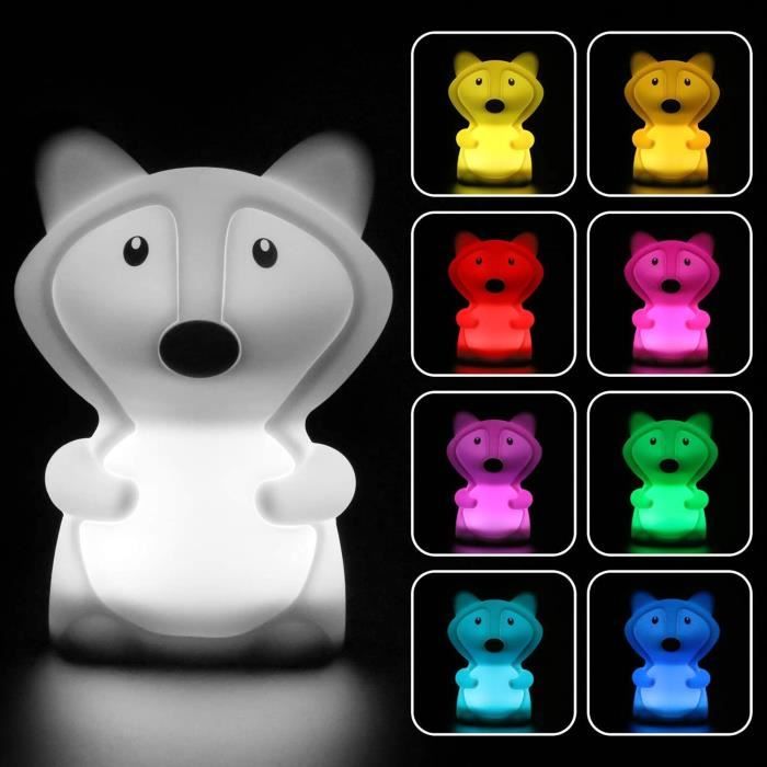 Vicloon Veilleuse Enfant Lampe de Silicone 9 Couleurs USB Rechargeable