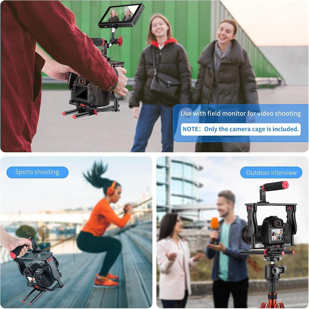 Комплект для создания видеопленки Neewer из алюминиевого сплава с верхней двойной ручкой и 2 15-миллиметровыми стержнями, совместимыми с цифровыми зеркальными фотокамерами Nikon и видеокамерами. Ручка, захват,