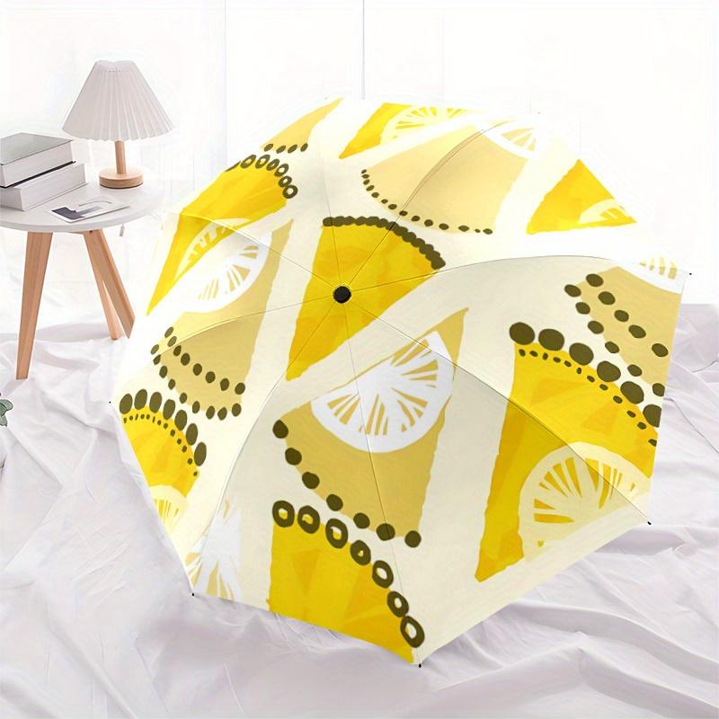 1pc Lemon Slice Pattern Automatic Open, Sturdy Iron Frame, Compact Folding Design, All-Season Portable Umbrella for Women & Men, Outdoor Umb