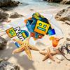 Custom Name Personalized Geometry Dash Print Beach Towel, for Trip Camping Beach Party Home Decor, Birthday Gift for Family & Friends