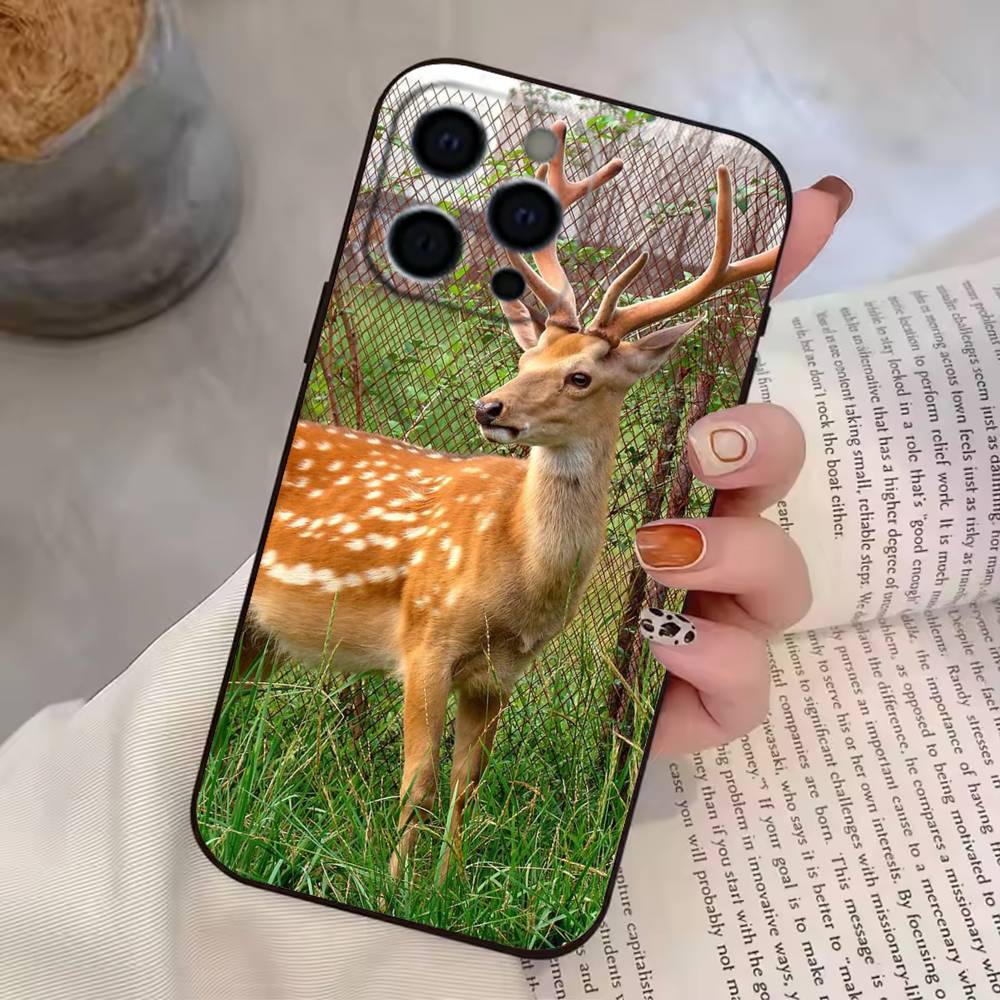 Иллюстрация Sika D-Deer Чехол для телефона для iPhone 17,16,15,14,13,12,11 Plus,Pro Max,XS,Мягкий силиконовый черный чехол
