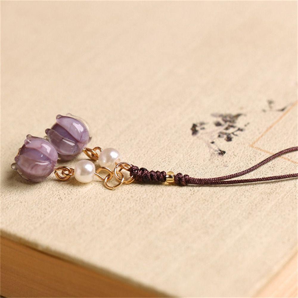 Cellphone Strap Orchid Flower Phone Chains Phone Strap Mobile Phone Keychain Anti-lost Lanyard