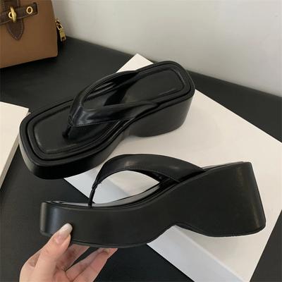 Eilyken Высокое Качество Летние Квадратный Носок Клип Платформа Танкетка Женские Тапочки Толстый Каблук Шлепанцы Слайды Обувь