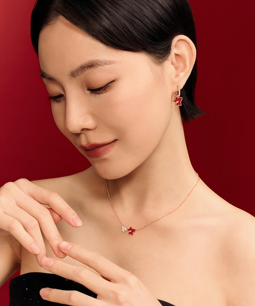 Lola Rose Ivy Carnelian Red Cubic Drop Earrings