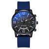 Men's Casual Blue Light Silicone Quartz Watch with Large Dial and Double Scale