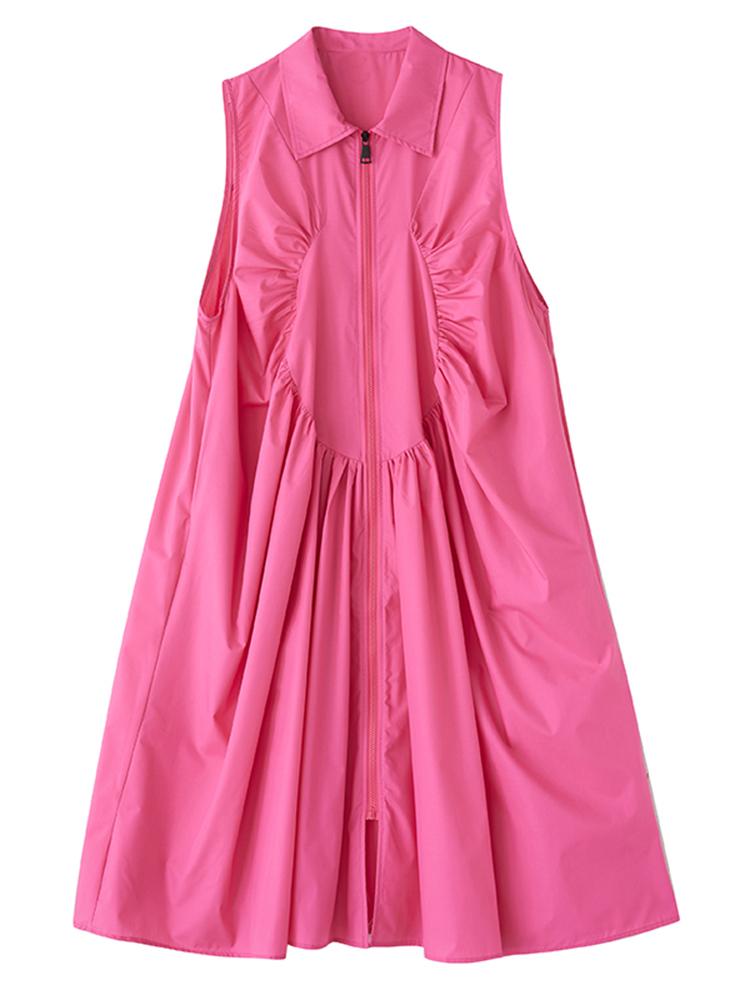 Xitao Платье с застежкой-молнией и плиссированными лацканами GYX1549