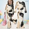 Girls Round Neck Long Sleeve Printed Top And Flared Pants Two Piece Outfit