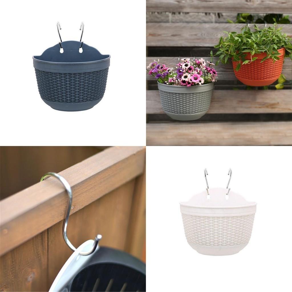 Креативное полукруглое смоляное кашпо для подвешивания на стену с имитацией ротанга для декора сада