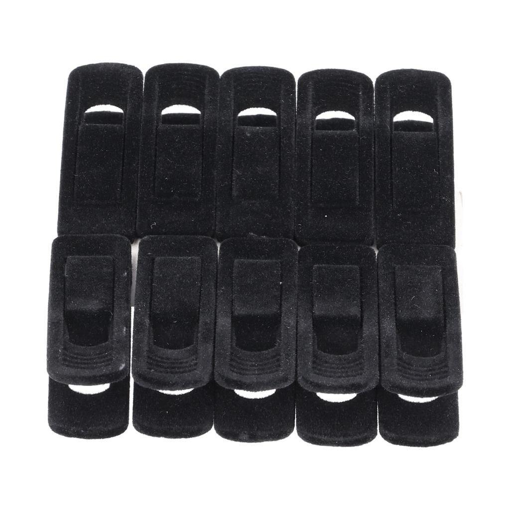10 шт. флокированные вешалки-клипсы нескользящие бархатные зажимы для брюк юбки делового костюма носков(черный )