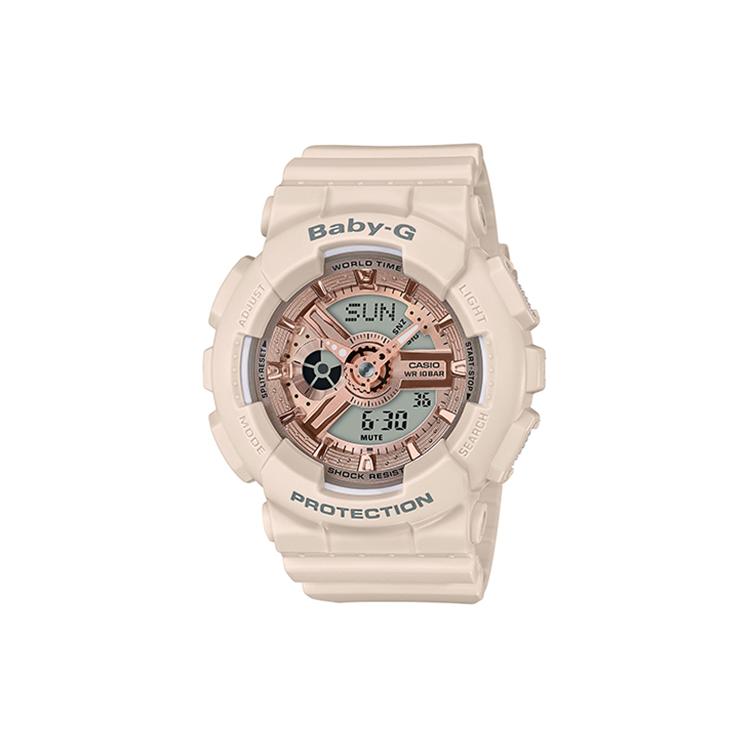 Casio BABY G BABY G Водонепроницаемость 100 метров Кварцевый механизм Ремешок из смолы Часы Женские Часы Серый циферблат BA-110CP-4APR