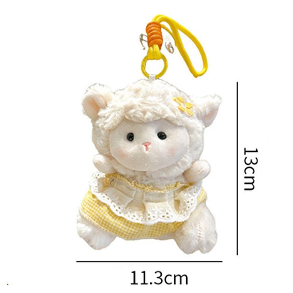 Floral Dress Lamb Plush Keychain Soft Lamb Bag Pendant Cute Sheep Keychain Bag Charm