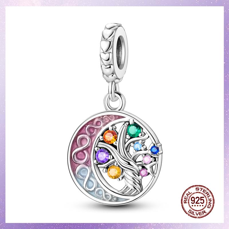 Фиолетовые Шармы Медный Fit Оригинальный Подвесной Браслет Бабочка Стекло Сердце Перо Клип Шарм Подвеска Светящаяся Бусина DIY Ювелирные Изделия