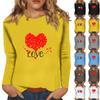 Женский модный повседневный топ с длинными рукавами и принтом ко Дню святого Валентина, с круглым вырезом, с длинными рукавами
