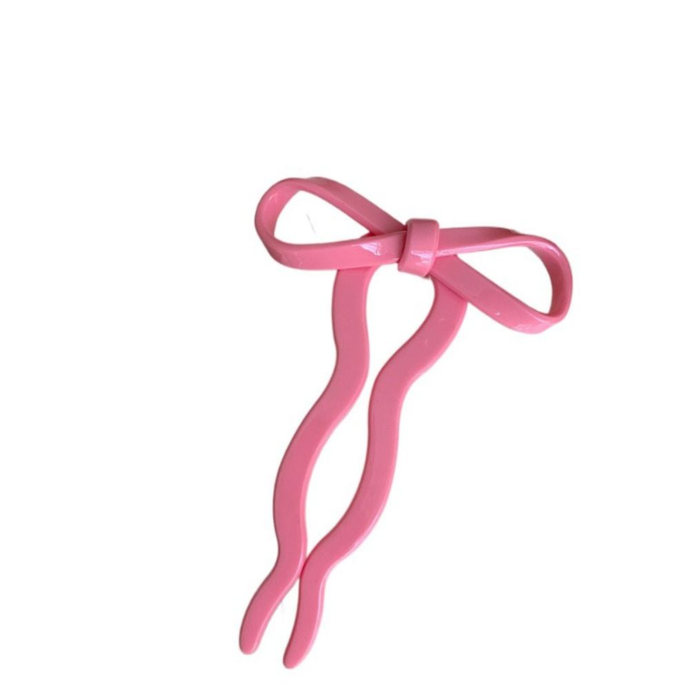 Multicolor Acetic Acid Bow Hair Stick Chinese Style Pan Hair Fork Cute U-shaped Hairpin Ladies