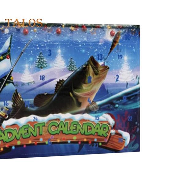 Рождественский адвент-календарь 2024 года, набор рыболовных снастей, обратный отсчет на 24 дня, рыболовные приманки, ежедневные рыболовные снасти с приманками, крючки, аксессуары