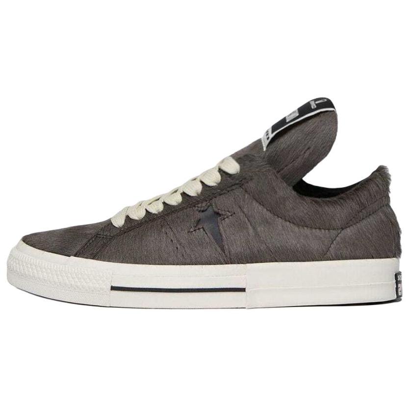 Rick Owens DRKSHDW HO25 Одностро Кожаная Корова Низкие Кеды для Скейтборда Унисекс Темно-серый DC02EX796A14R0-7809