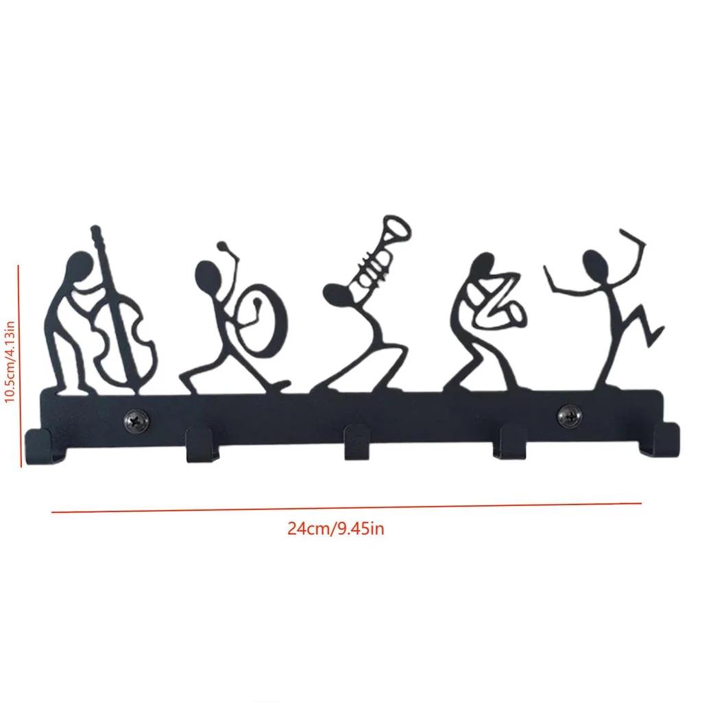 Настенная вешалка для пальто, винтажная черная металлическая ключница с крючками, идеально подходит для подвешивания пальто, шляп и одежды, стильная настенная вешалка