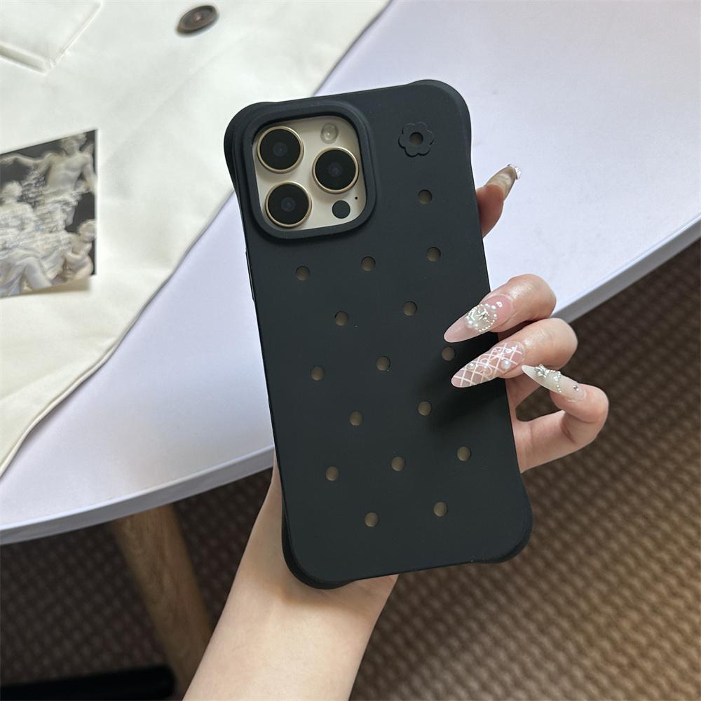 Ins DIY Подвески для Crocs Силиконовый Мягкий Чехол для Телефона Для iPhone 15 16 17 Pro Max 14 Plus 13 Однотонный Матовый Защитный Чехол-Броня