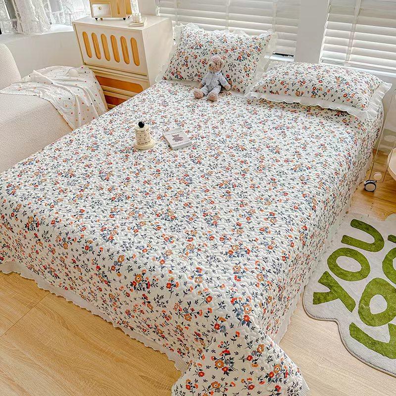 Новый комплект из трех предметов с жемчужным хлопковым покрывалом Fairy с стиркой в ​​пресной воде и хлопковым кружевным покрывалом