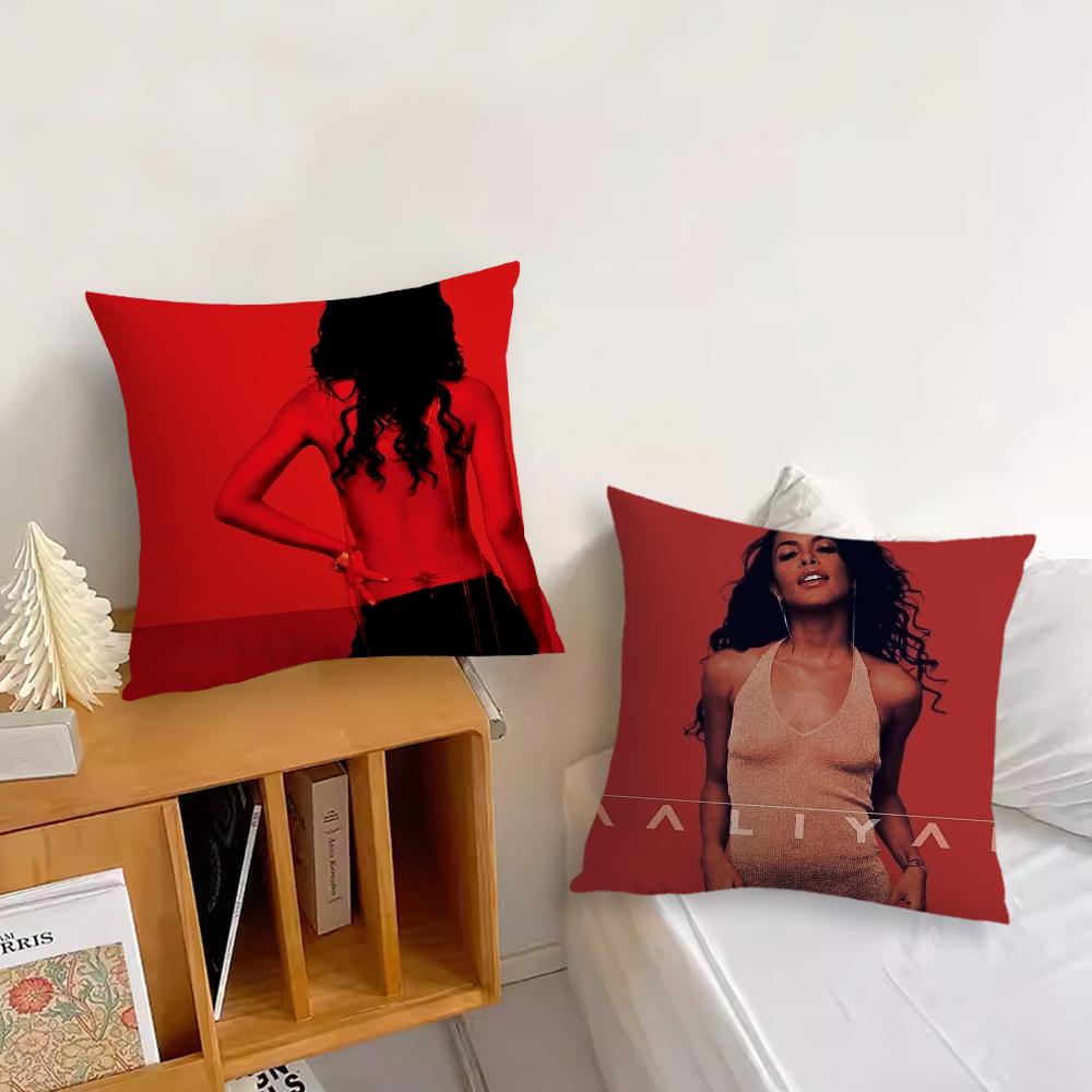 Red A-AaliyahS Album Pillow Case For Sofa Bedside Table Bedroom Backrest Living Office Cushion Printed Square Multiple