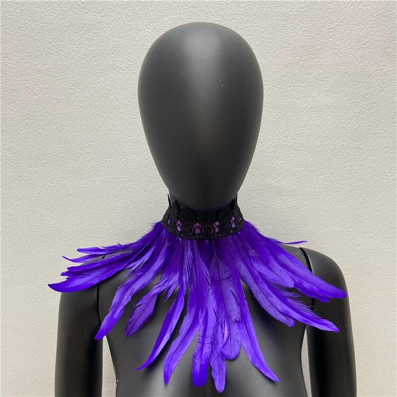 32 см Роскошный панк-перо чокер кружевное перо ожерелье готический перо шарф