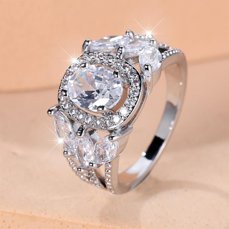 Нежные модные овальные белые кольца из циркония для женщин серебряного цвета, обручальное кольцо, ювелирное изделие в подарок