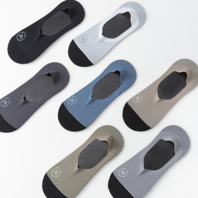 Summer Socks Hollow Out Mesh Breathable Invisible No Show Sock Slippers Solid Color Silicone Non-slip Low Cut Boat Socks