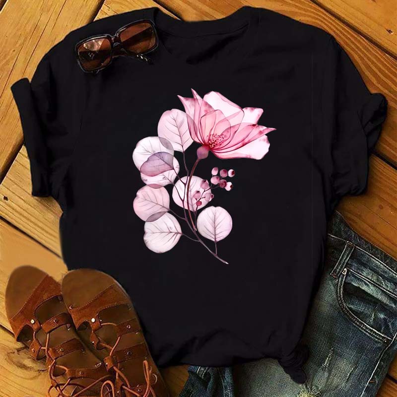 Maycaur Новая женская футболка с акварельным цветочным принтом Harajuku 90-х годов уличная одежда с коротким рукавом футболки с рисунком повседневные женские топы одежда