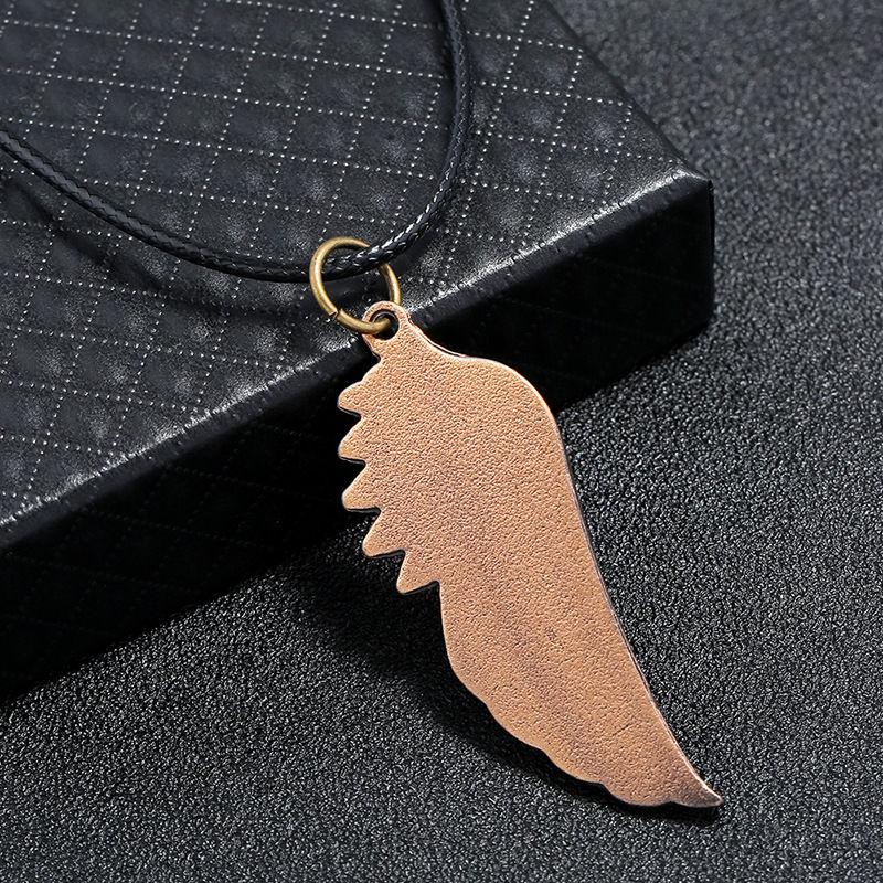 Vintage Angel Wing Pendant Necklace, Simple Alloy Jewelry for Men