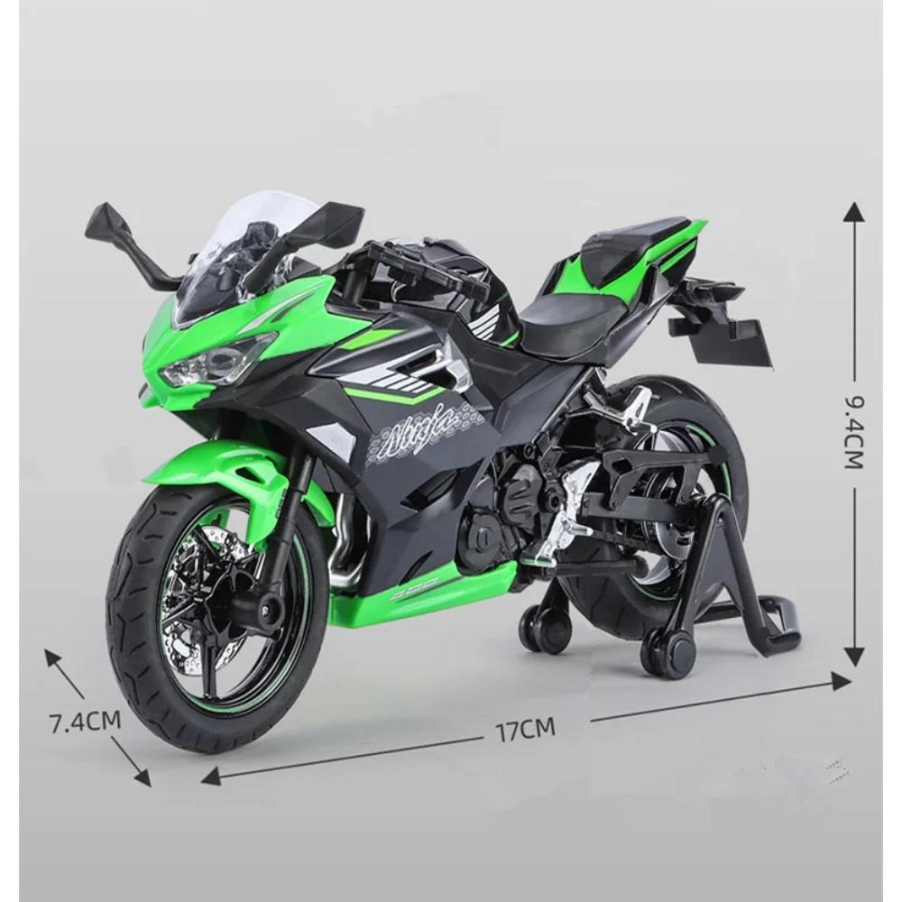 1/12 Kawasakis Ninja 400 Racing Cross-country Motorcycle Model Metal Street Motorcycle Collection Sound and Light Gift