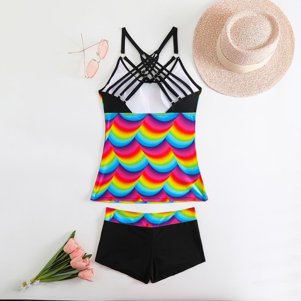 2Pcs/Set Women Summer Bikini Set Halter Backless Bra High Waist Swimming Set Beachwear Plus Size