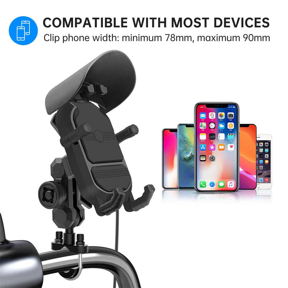 12V-24V 15W QC3.0 Wireless Charging Holder for Motorcycle Handlebar