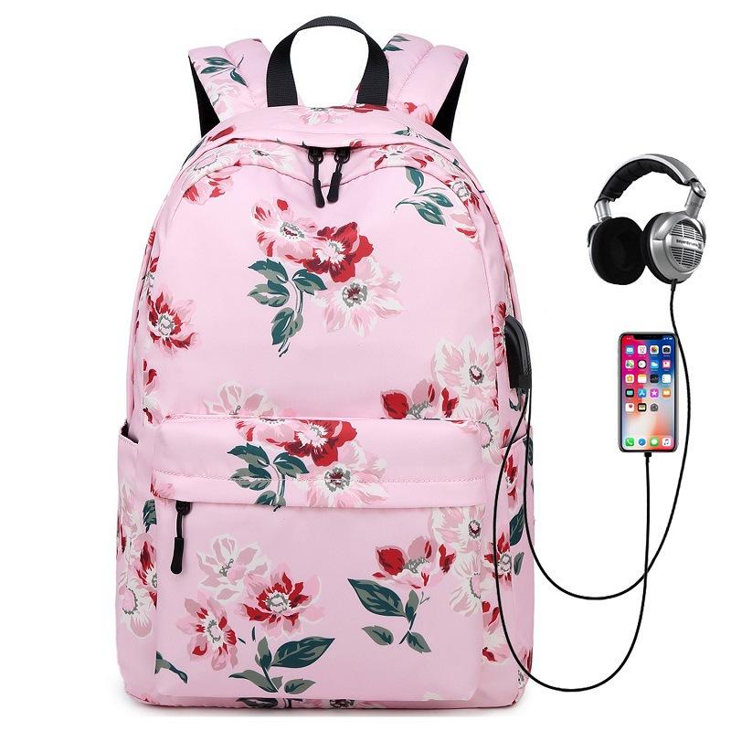 Teens School Backpack Set Girls Women School Bags Lightweight Waterproof Nylon Travel Floral Kids Bookbags Casual Daypack