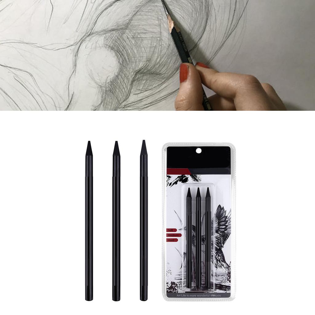 Набор профессиональных угольных карандашей для рисования, 3 шт. Мягкие, средние и твердые угольные карандаши для Sketchi
