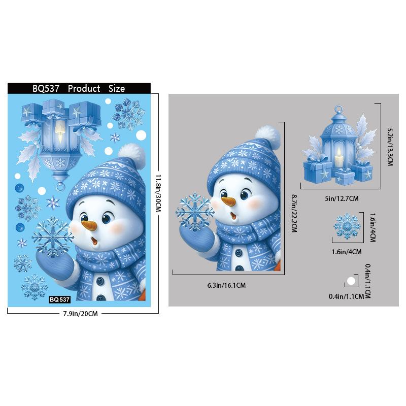 Праздничные рождественские наклейки на окна с мультяшным лосем, Санта-Клаусом и снеговиком