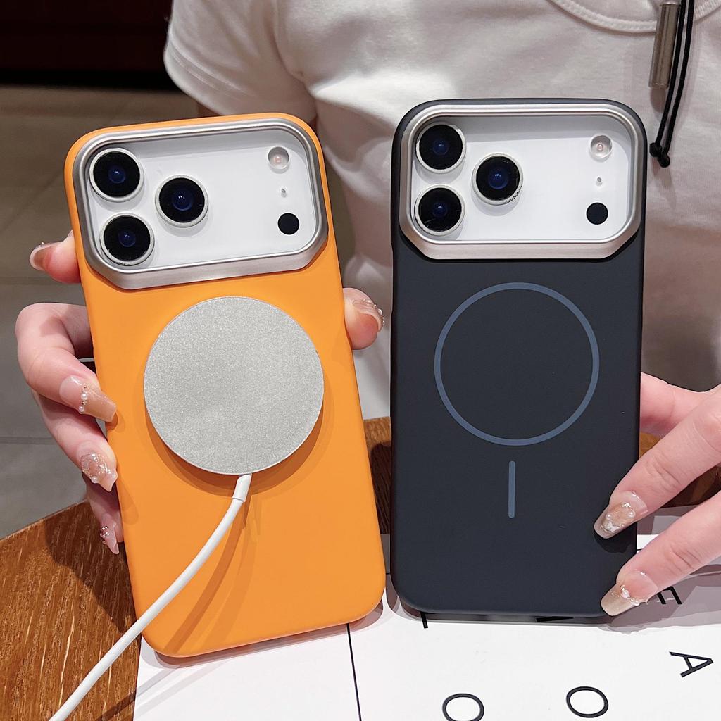 Магнитный чехол «Золотая броня» для iPhone 17 Pro Max/16 Pro: Защитный чехол с металлическим каркасом, однотонный