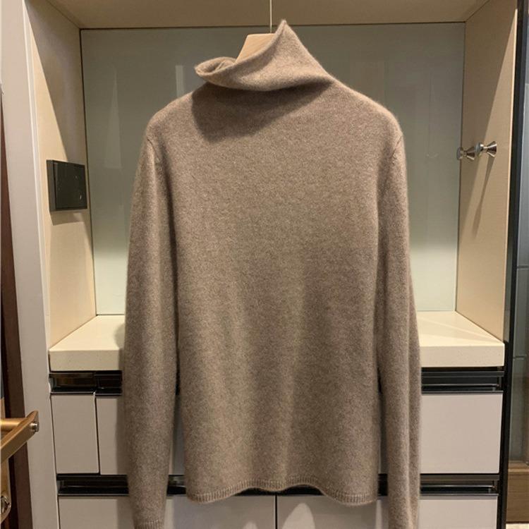 IHUASU High-neck Jumper Women's Autumn and Winter Pullover Short Section of Bright Silk Hundred with Wool Knitted Bottoming Shirt Underwear Tops