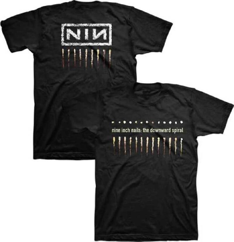 Новая оригинальная черная футболка унисекс Nine Inch Nails с логотипом группы и обложкой альбома Downward Spiral