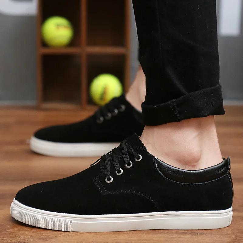 Men's Canvas Shoe Casual Suede Oversized Board Shoes Spring and Autumn Fashionable Solid Color Lace-up Sports Shoes Men's Shoes