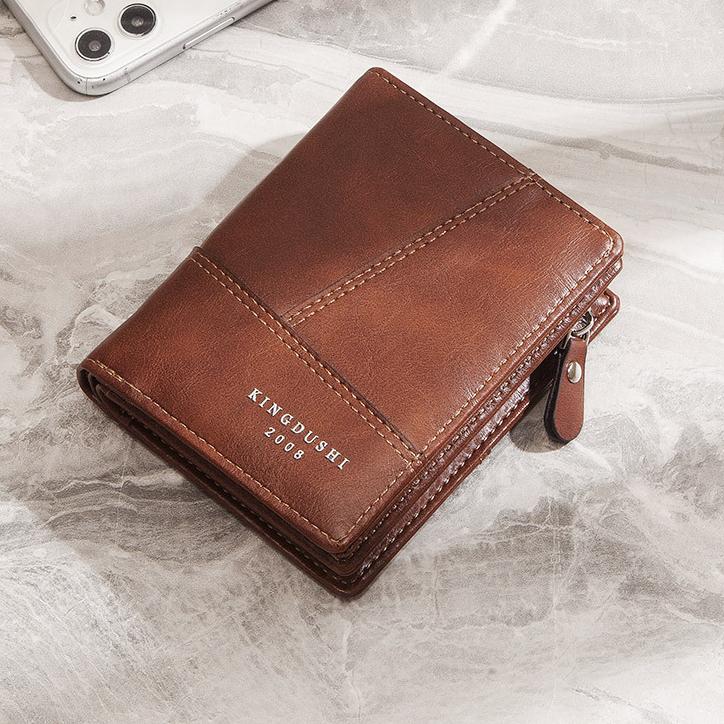 Кошелек для мужчин, короткие повседневные деловые складные кошельки, кожаный мужской роскошный маленький кошелек на молнии