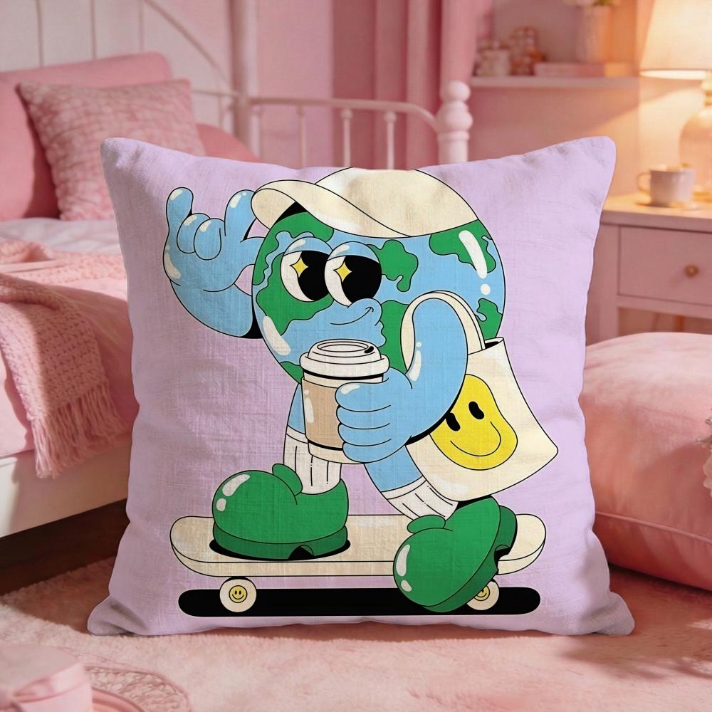ArtCartoon Big EyesS Cushion Cover Premium Comfort Reversible Pillow Cove Two in One Design for Any Room  Car Interior